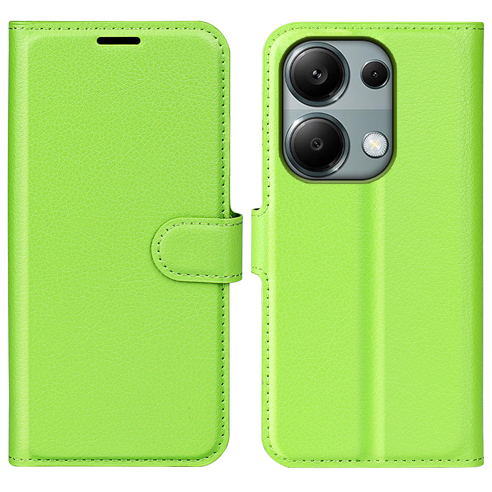 For Xiaomi Redmi Note 13 Pro 4G / Poco M6 Pro 4G Case Litchi Texture Leather Phone Cover with Wallet - Green