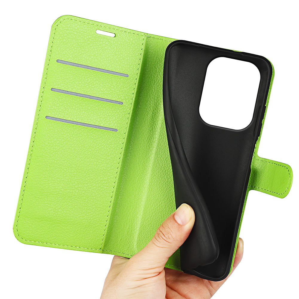 For Xiaomi Redmi Note 13 Pro 4G / Poco M6 Pro 4G Case Litchi Texture Leather Phone Cover with Wallet - Green