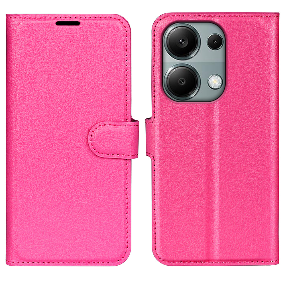 For Xiaomi Redmi Note 13 Pro 4G / Poco M6 Pro 4G Case Litchi Texture Leather Phone Cover with Wallet - Rose