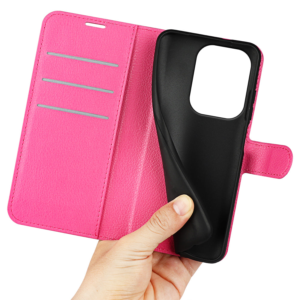 For Xiaomi Redmi Note 13 Pro 4G / Poco M6 Pro 4G Case Litchi Texture Leather Phone Cover with Wallet - Rose
