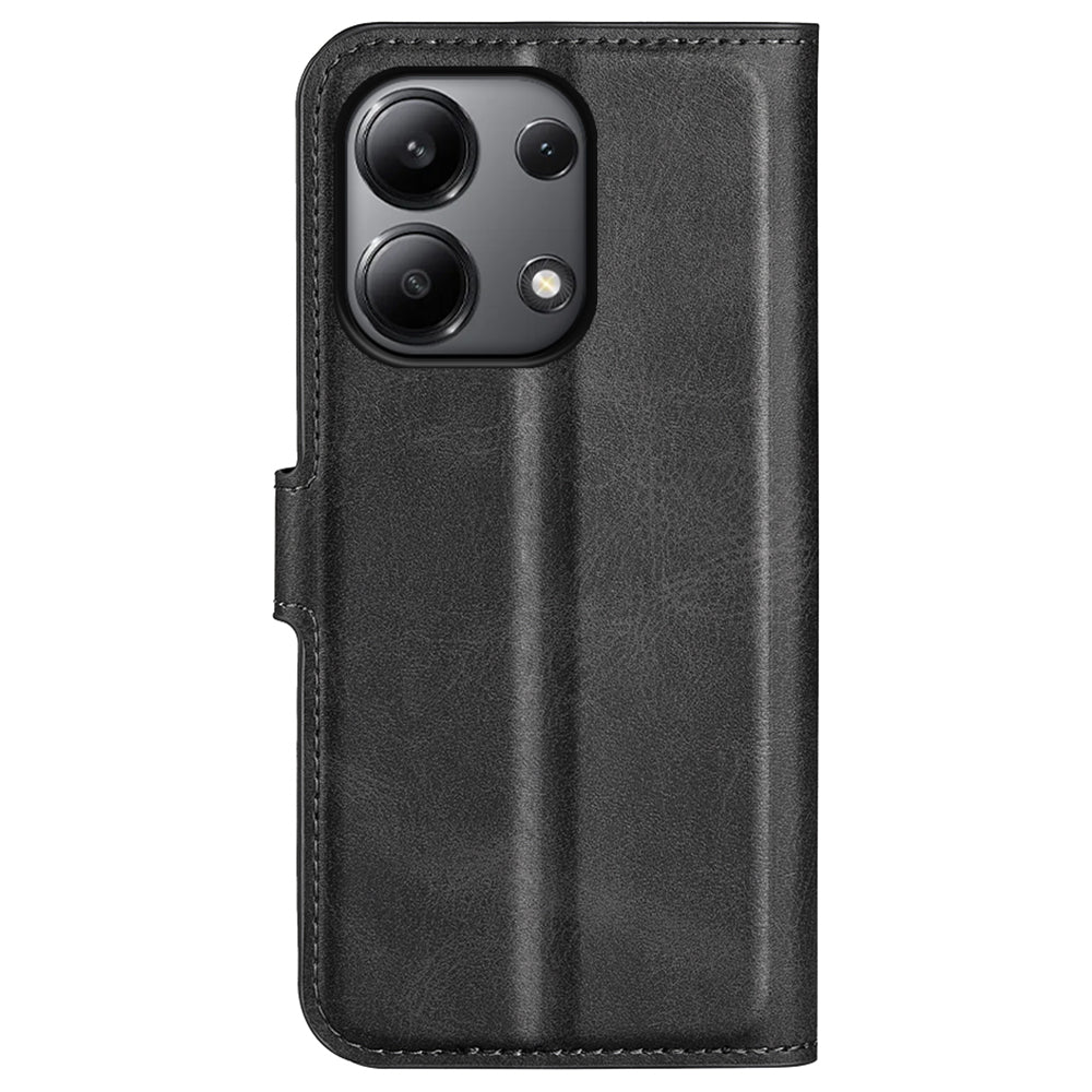 For Xiaomi Redmi Note 13 4G Leather Wallet Case Flip Phone Cover Magnetic Clasp - Black