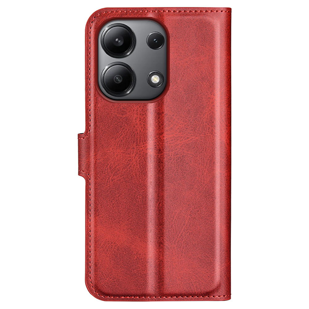 For Xiaomi Redmi Note 13 4G Leather Wallet Case Flip Phone Cover Magnetic Clasp - Red