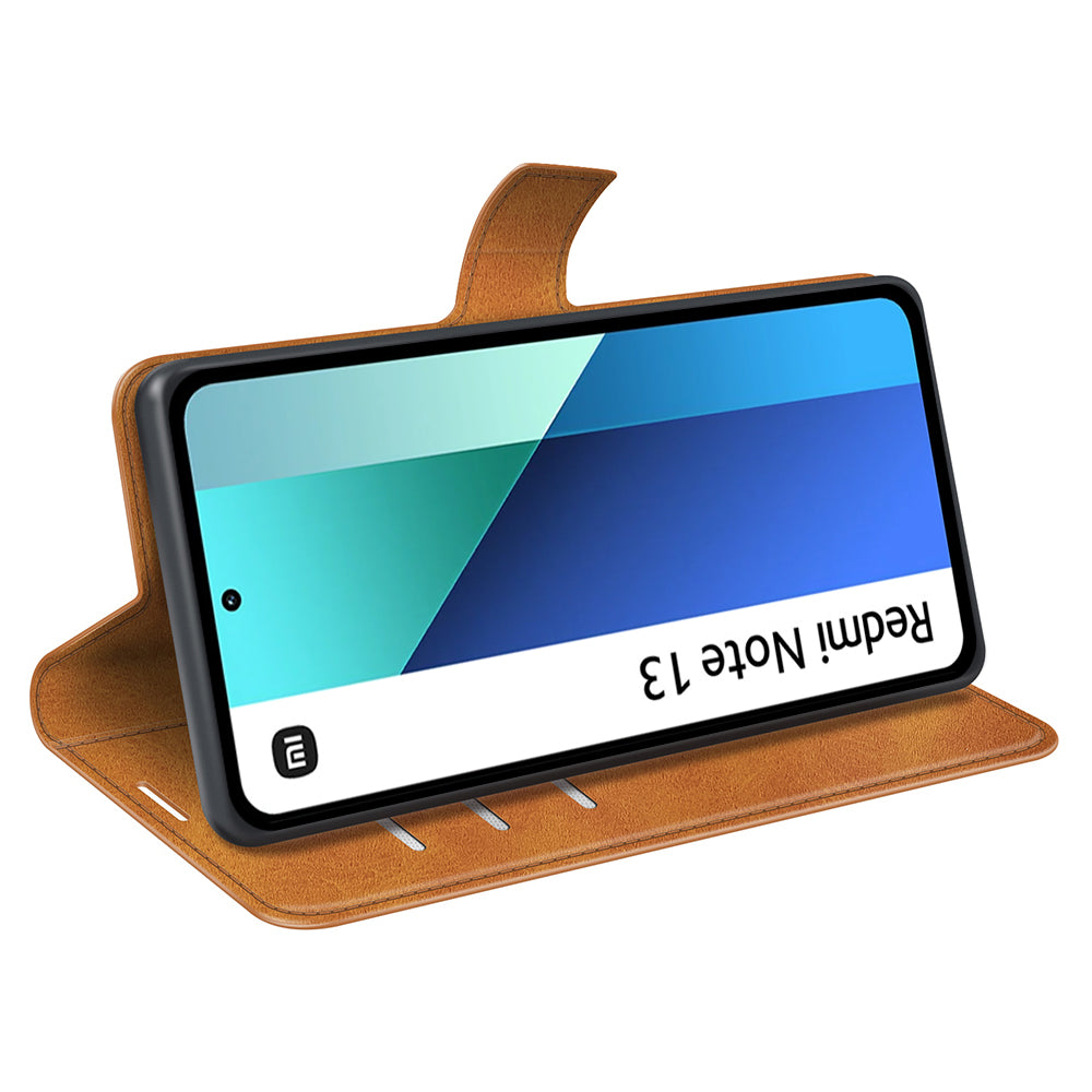 For Xiaomi Redmi Note 13 4G Leather Wallet Case Flip Phone Cover Magnetic Clasp - Yellow