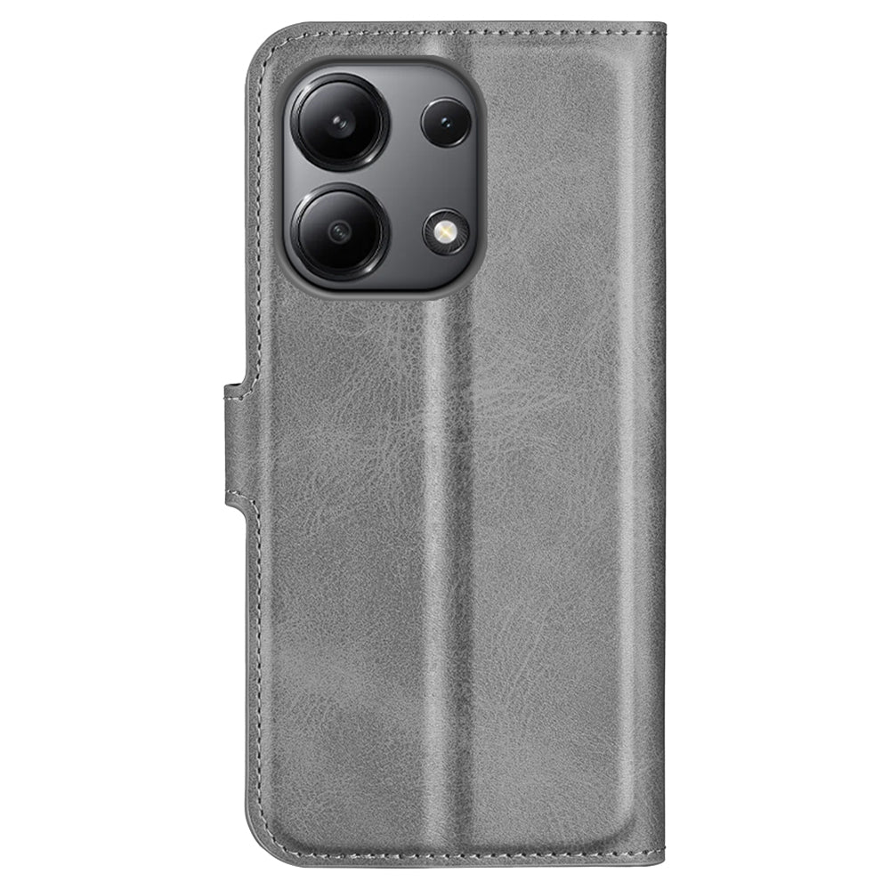 For Xiaomi Redmi Note 13 4G Leather Wallet Case Flip Phone Cover Magnetic Clasp - Grey