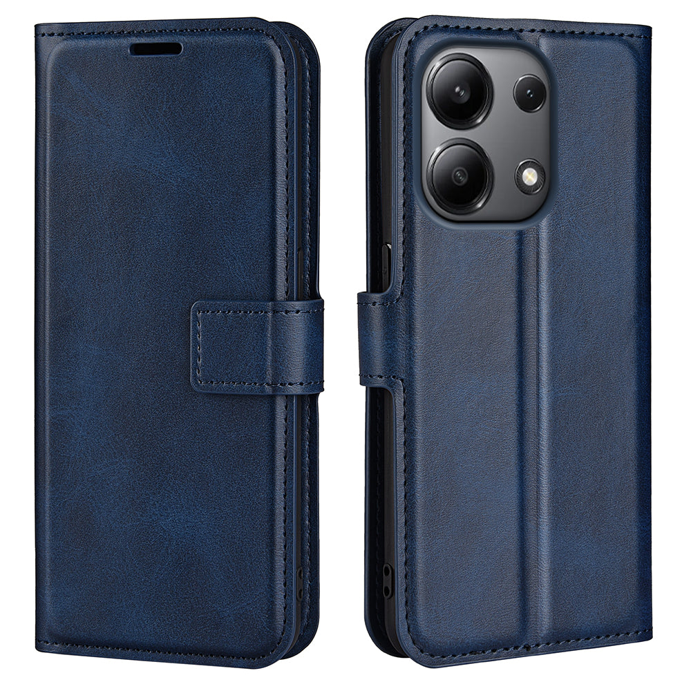 For Xiaomi Redmi Note 13 4G Leather Wallet Case Flip Phone Cover Magnetic Clasp - Blue