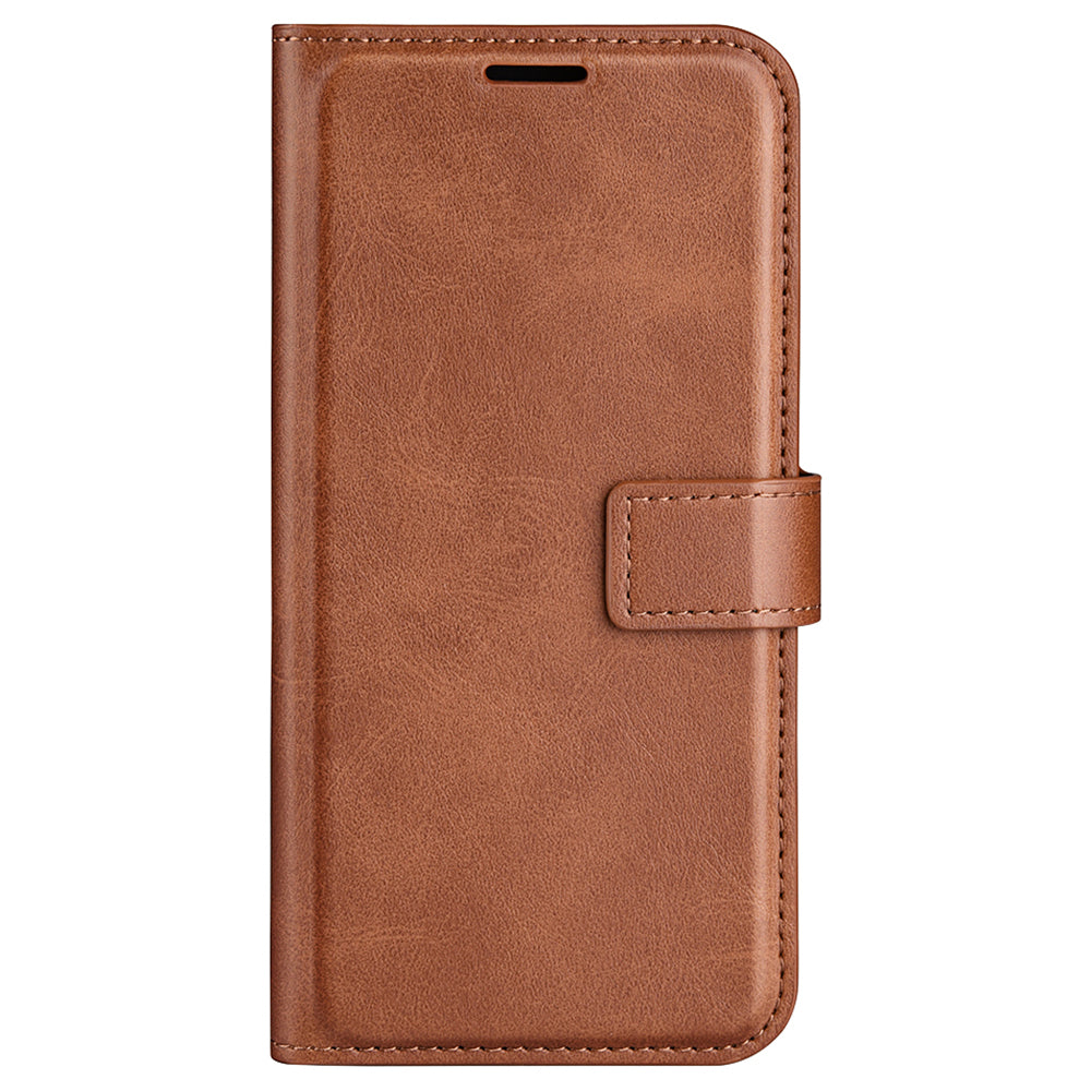 For Xiaomi Redmi Note 13 4G Leather Wallet Case Flip Phone Cover Magnetic Clasp - Light Brown
