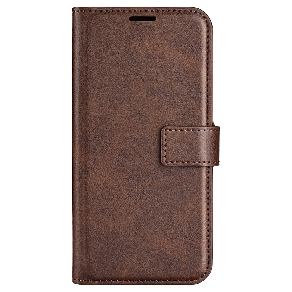 For Xiaomi Redmi Note 13 4G Leather Wallet Case Flip Phone Cover Magnetic Clasp - Brown