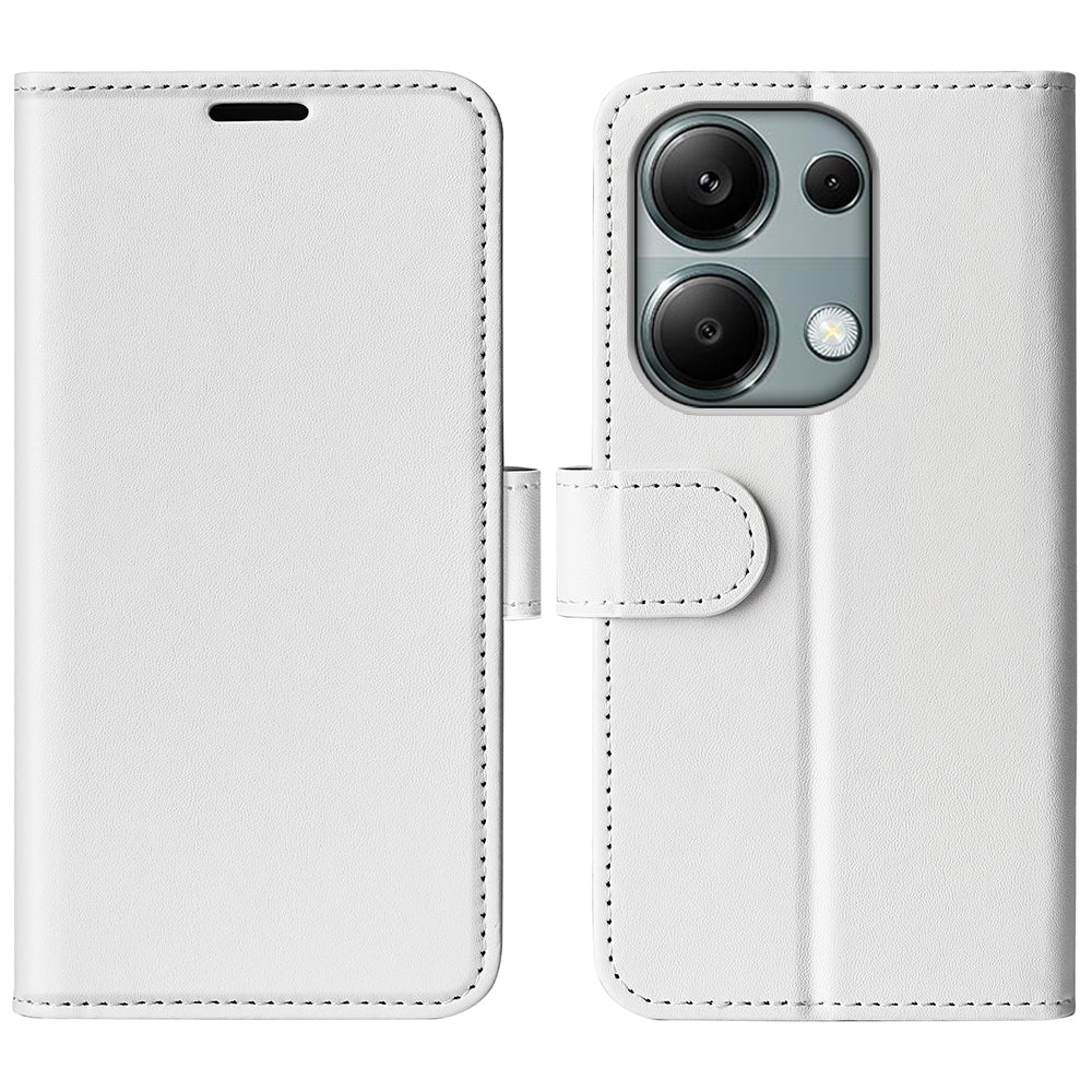 For Xiaomi Redmi Note 13 Pro 4G / Poco M6 Pro 4G Leather Flip Phone Case Crazy Horse Texture - White