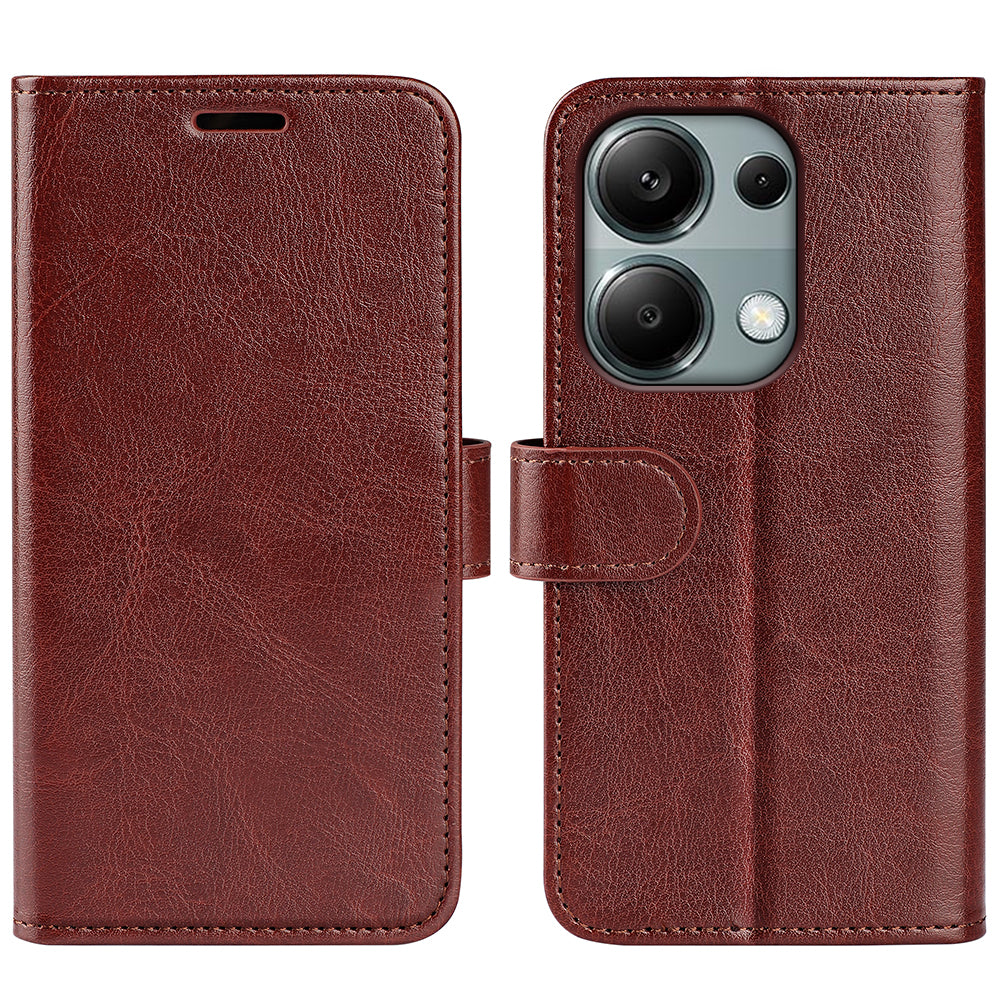 For Xiaomi Redmi Note 13 Pro 4G / Poco M6 Pro 4G Leather Flip Phone Case Crazy Horse Texture - Brown