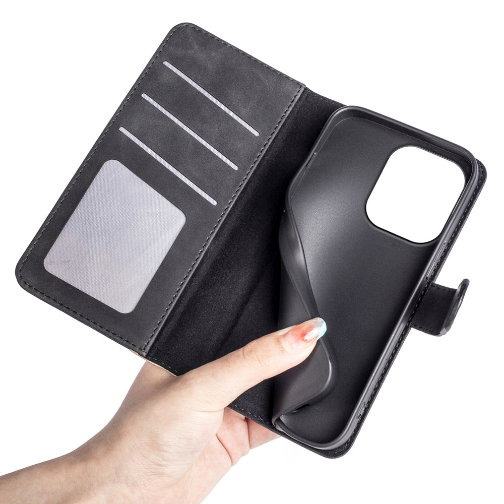 For Xiaomi Redmi Note 13 4G Case Leather Wallet Phone Cover Color Splicing - Black