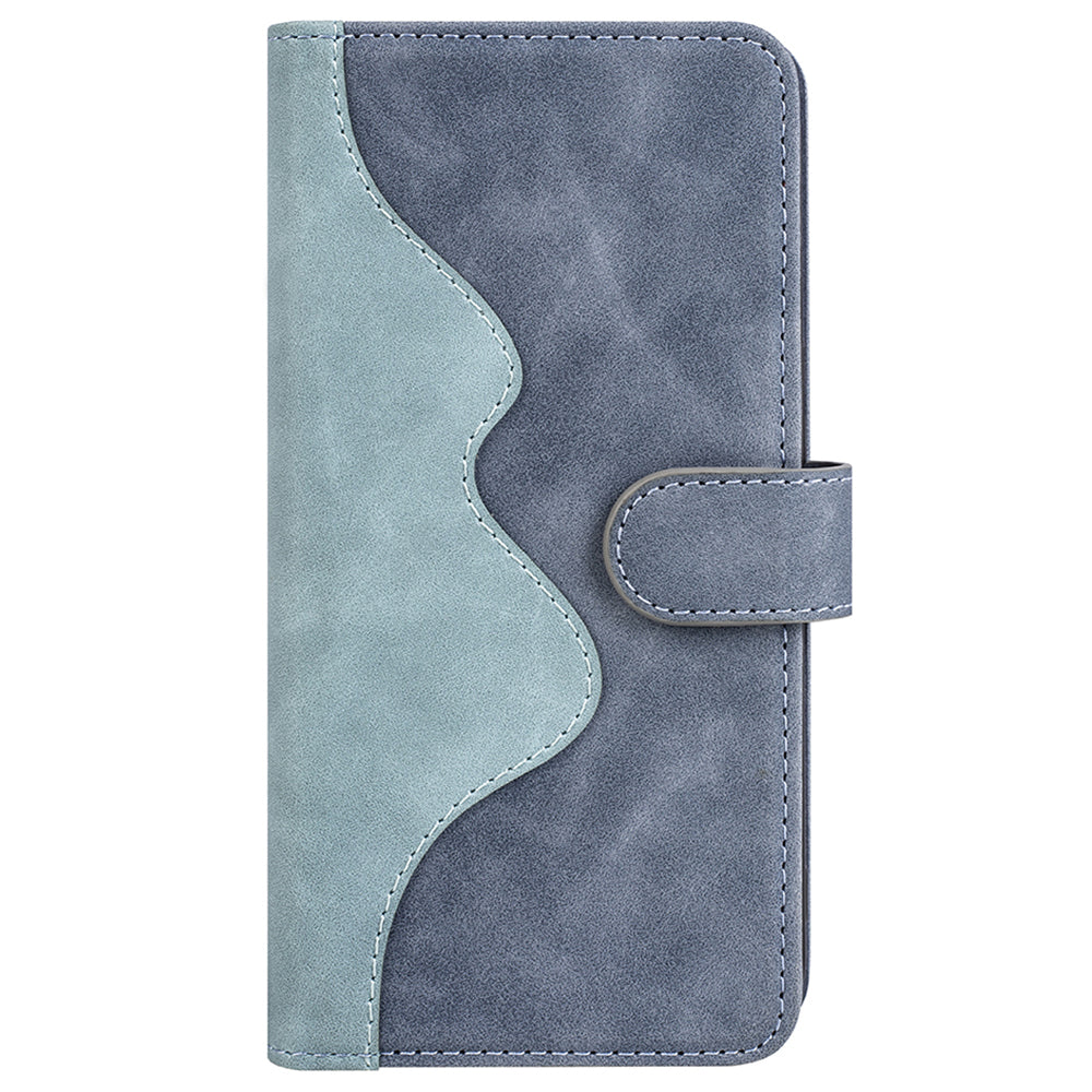 For Xiaomi Redmi Note 13 4G Case Leather Wallet Phone Cover Color Splicing - Blue