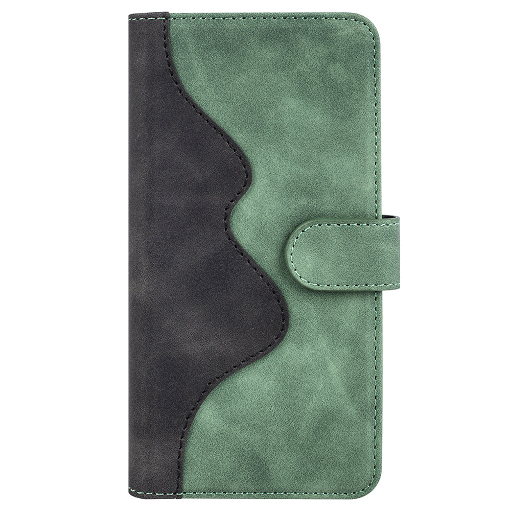 For Xiaomi Redmi Note 13 4G Case Leather Wallet Phone Cover Color Splicing - Green