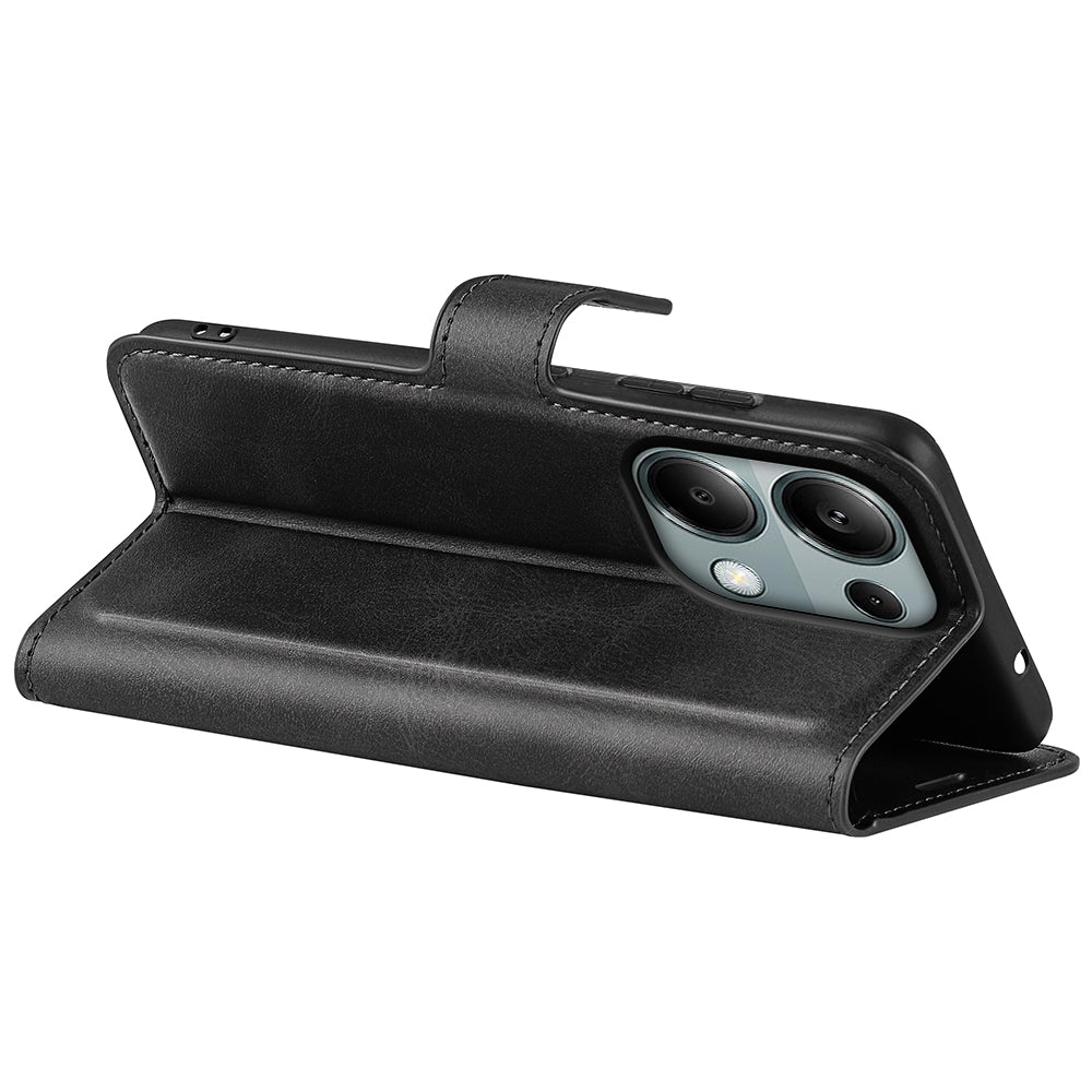 For Xiaomi Redmi Note 13 Pro 4G / Poco M6 Pro 4G Cover Magnetic Clasp PU Leather Folio Flip Phone Wallet Case - Black