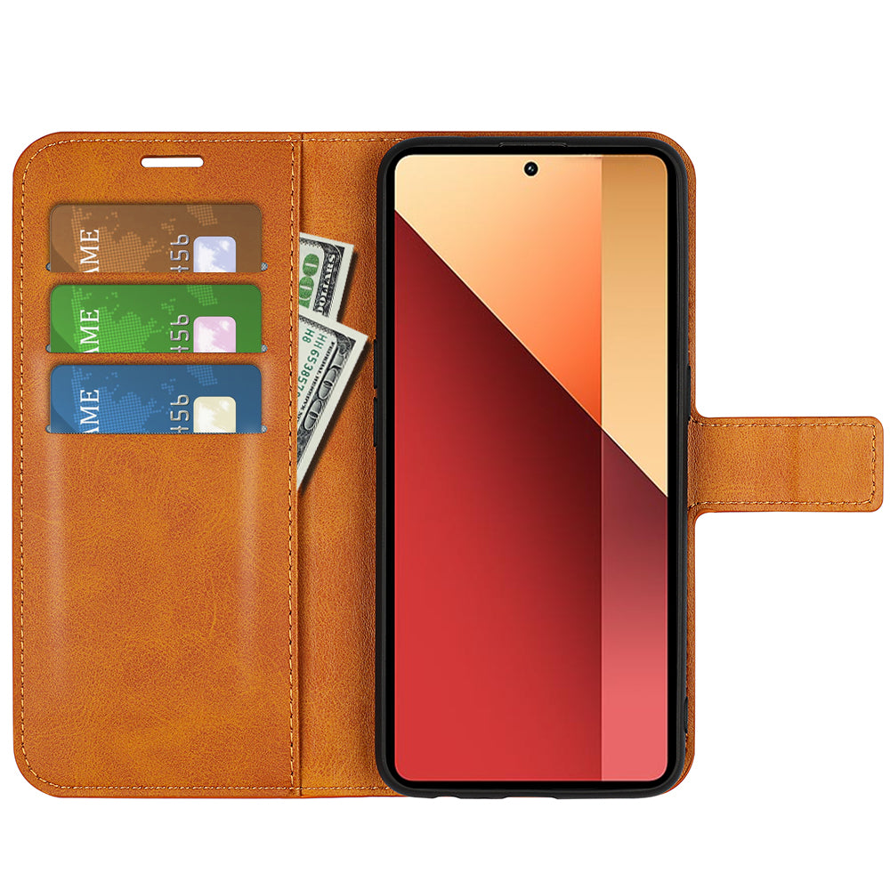 For Xiaomi Redmi Note 13 Pro 4G / Poco M6 Pro 4G Cover Magnetic Clasp PU Leather Folio Flip Phone Wallet Case - Yellow