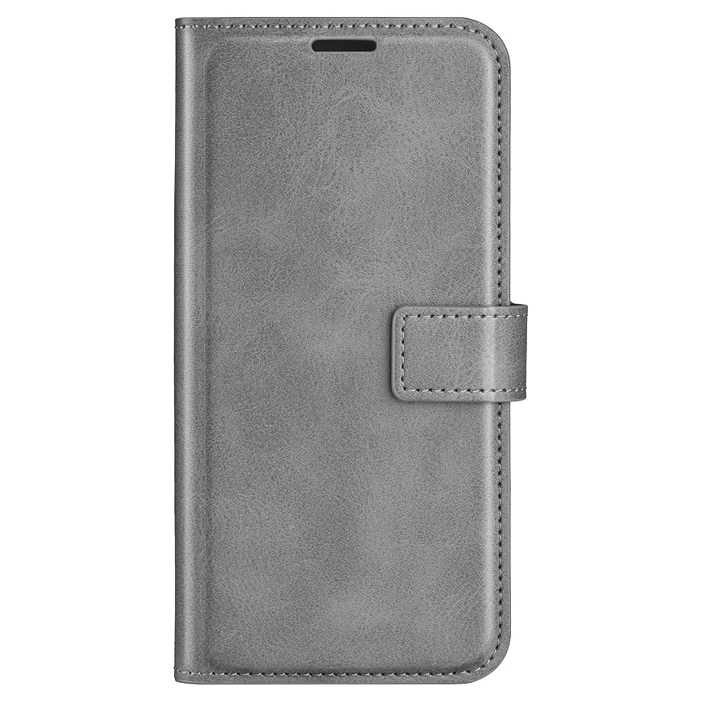 For Xiaomi Redmi Note 13 Pro 4G / Poco M6 Pro 4G Cover Magnetic Clasp PU Leather Folio Flip Phone Wallet Case - Grey