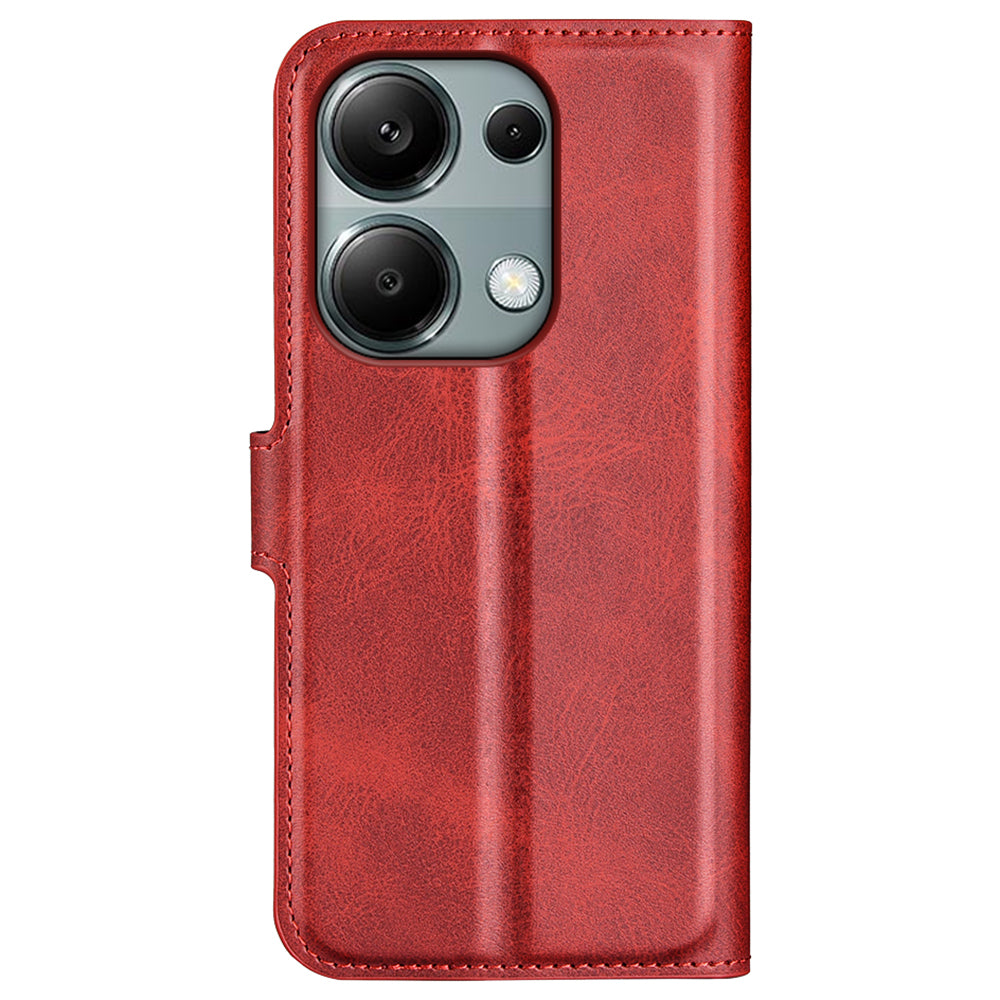 For Xiaomi Redmi Note 13 Pro 4G / Poco M6 Pro 4G Cover Magnetic Clasp PU Leather Folio Flip Phone Wallet Case - Red