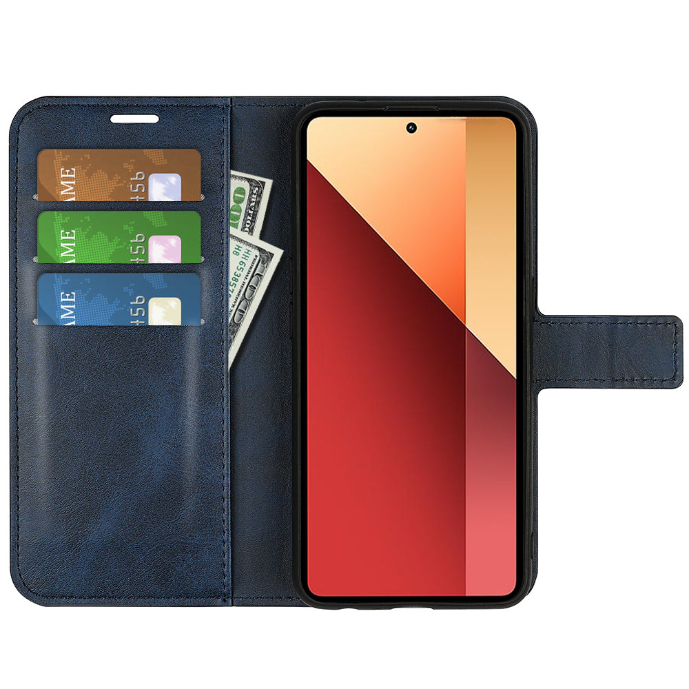 For Xiaomi Redmi Note 13 Pro 4G / Poco M6 Pro 4G Cover Magnetic Clasp PU Leather Folio Flip Phone Wallet Case - Blue