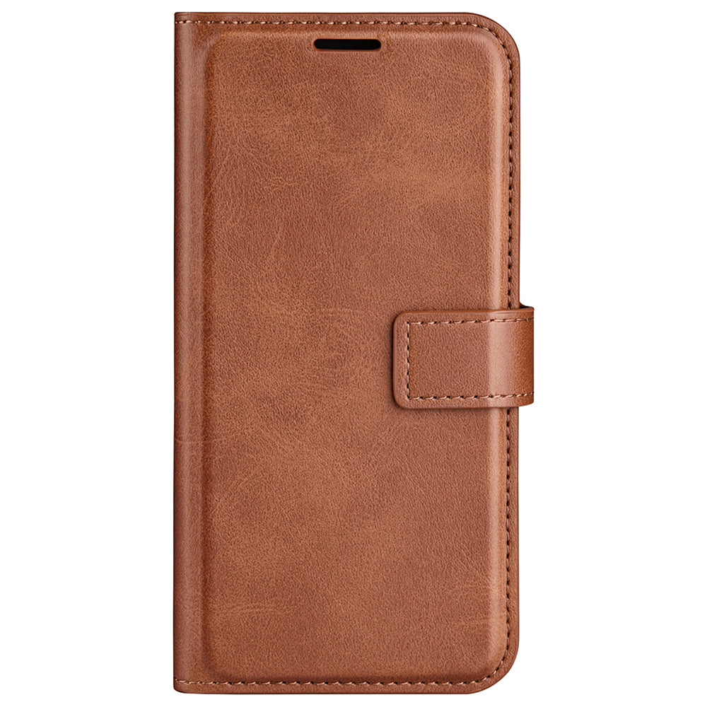 For Xiaomi Redmi Note 13 Pro 4G / Poco M6 Pro 4G Cover Magnetic Clasp PU Leather Folio Flip Phone Wallet Case - Light Brown
