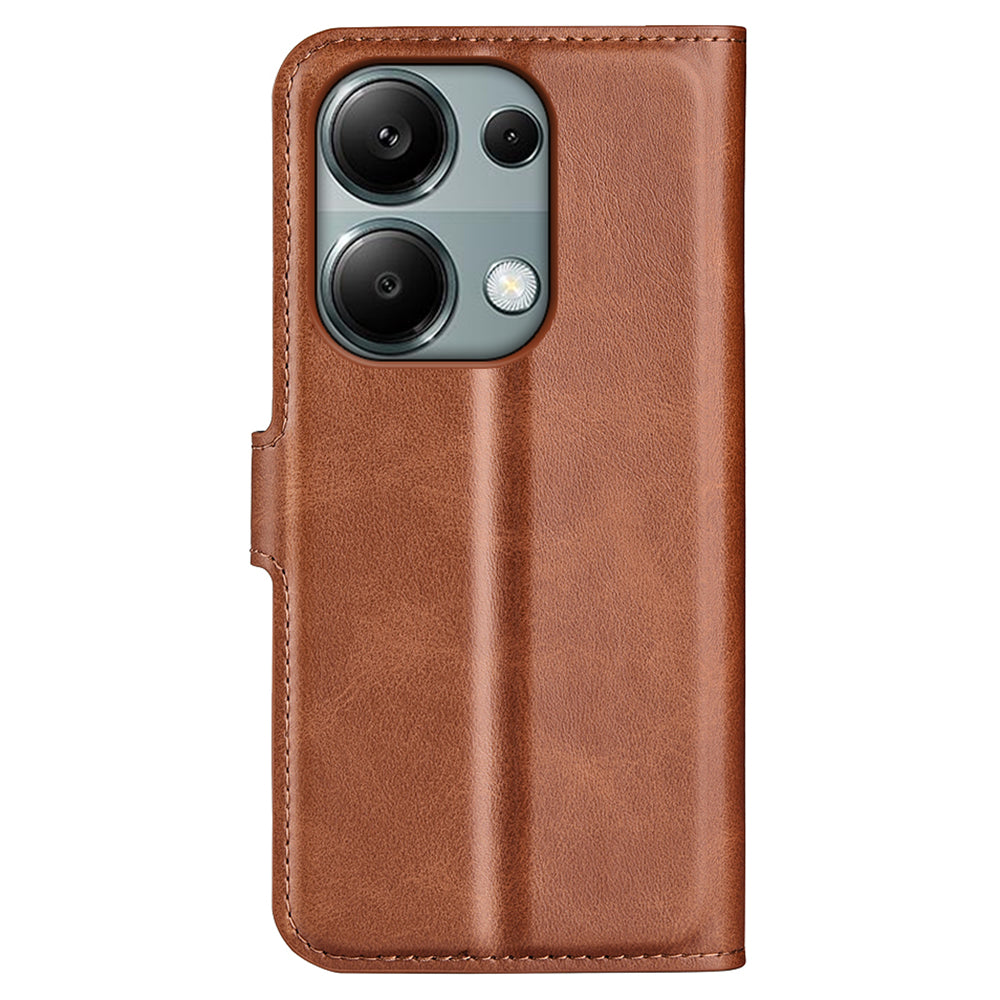 For Xiaomi Redmi Note 13 Pro 4G / Poco M6 Pro 4G Cover Magnetic Clasp PU Leather Folio Flip Phone Wallet Case - Light Brown