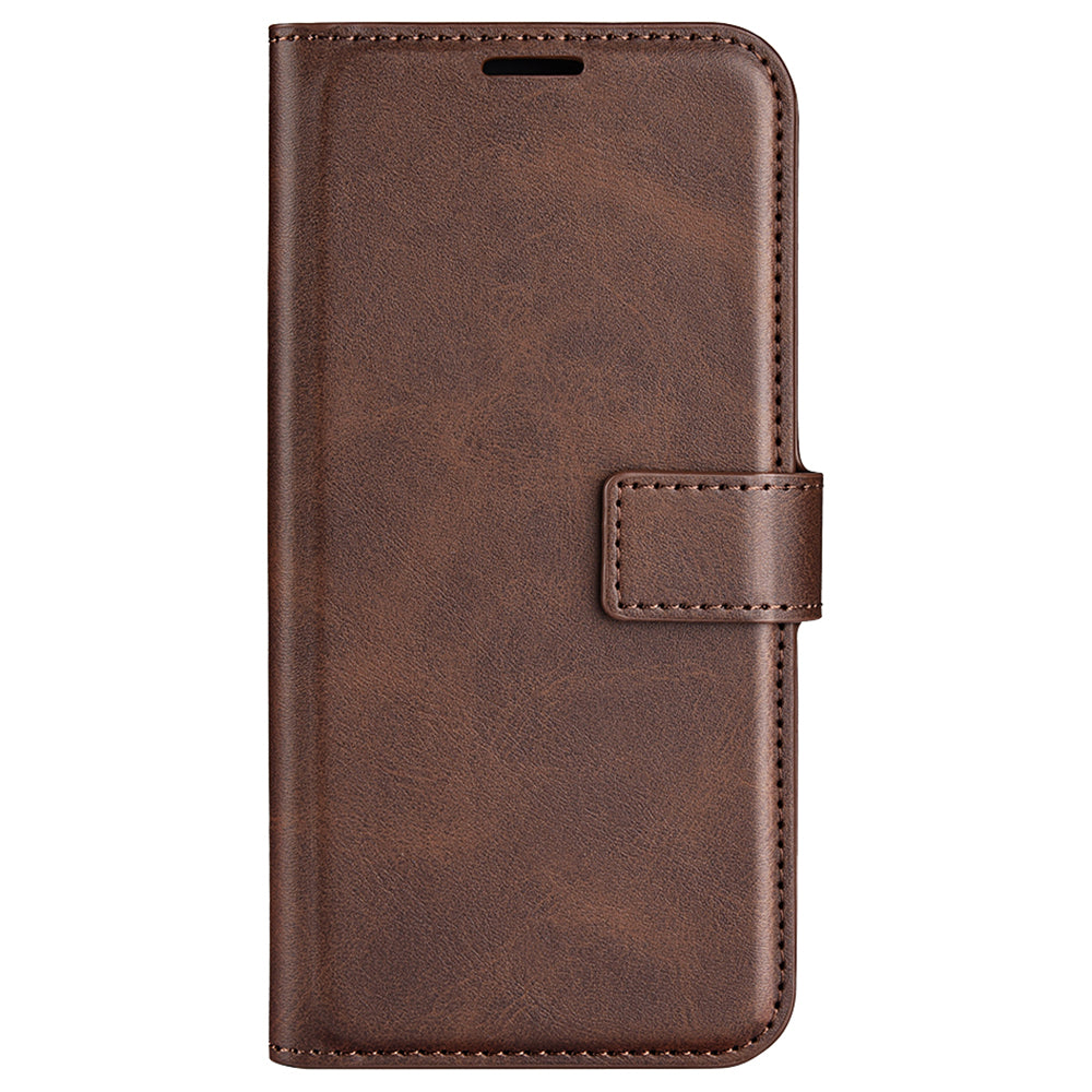 For Xiaomi Redmi Note 13 Pro 4G / Poco M6 Pro 4G Cover Magnetic Clasp PU Leather Folio Flip Phone Wallet Case - Brown