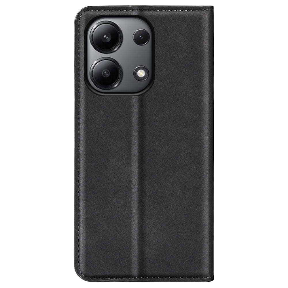 For Xiaomi Redmi Note 13 4G Leather Case Wallet Skin-touch Phone Cover - Black
