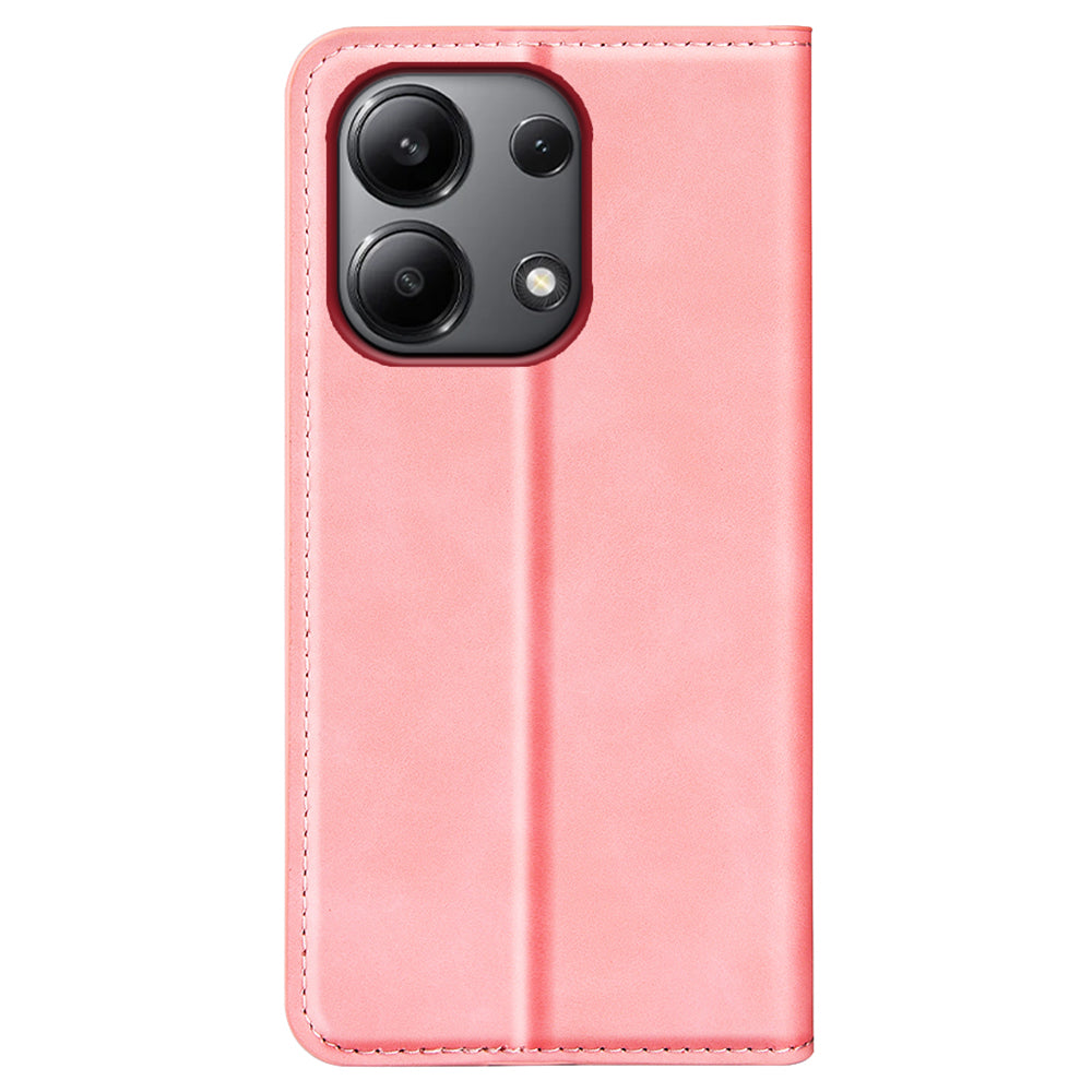 For Xiaomi Redmi Note 13 4G Leather Case Wallet Skin-touch Phone Cover - Pink