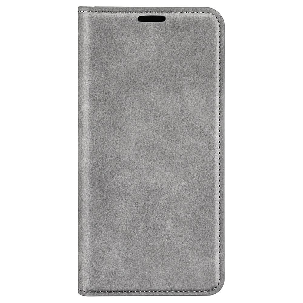 For Xiaomi Redmi Note 13 4G Leather Case Wallet Skin-touch Phone Cover - Grey