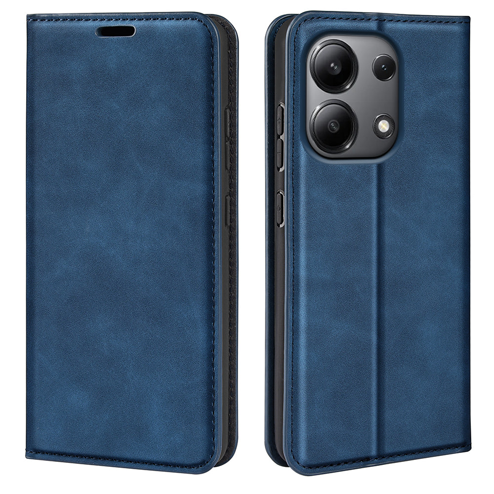 For Xiaomi Redmi Note 13 4G Leather Case Wallet Skin-touch Phone Cover - Blue