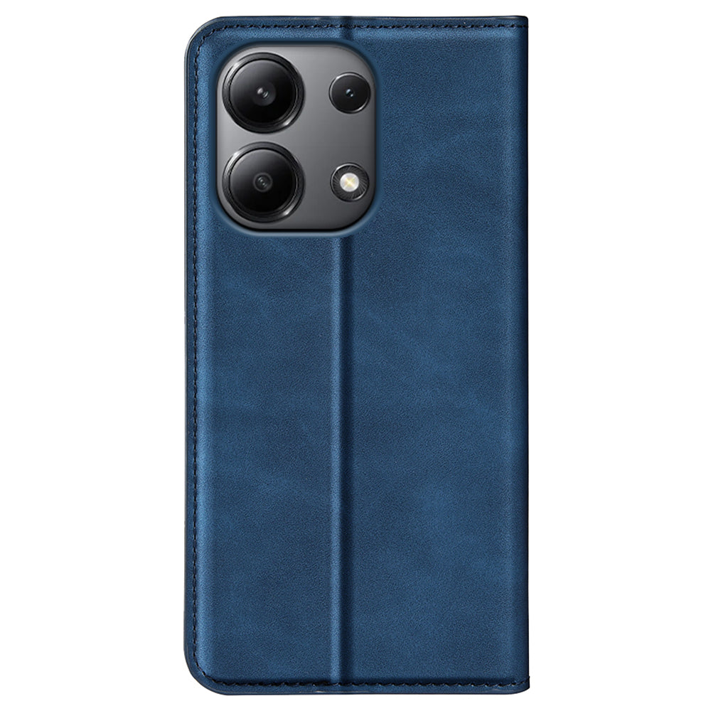 For Xiaomi Redmi Note 13 4G Leather Case Wallet Skin-touch Phone Cover - Blue