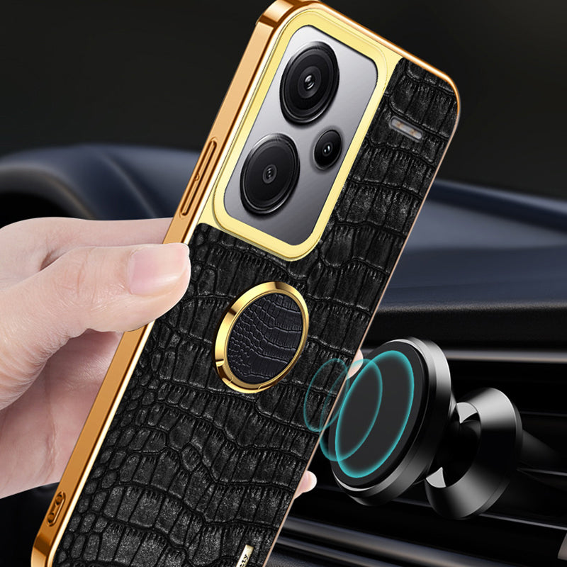 For Xiaomi Redmi Note 13 Pro+ 5G Case 6D Electroplating Ring Kickstand Anti-drop Cell Phone Cover - Yellow