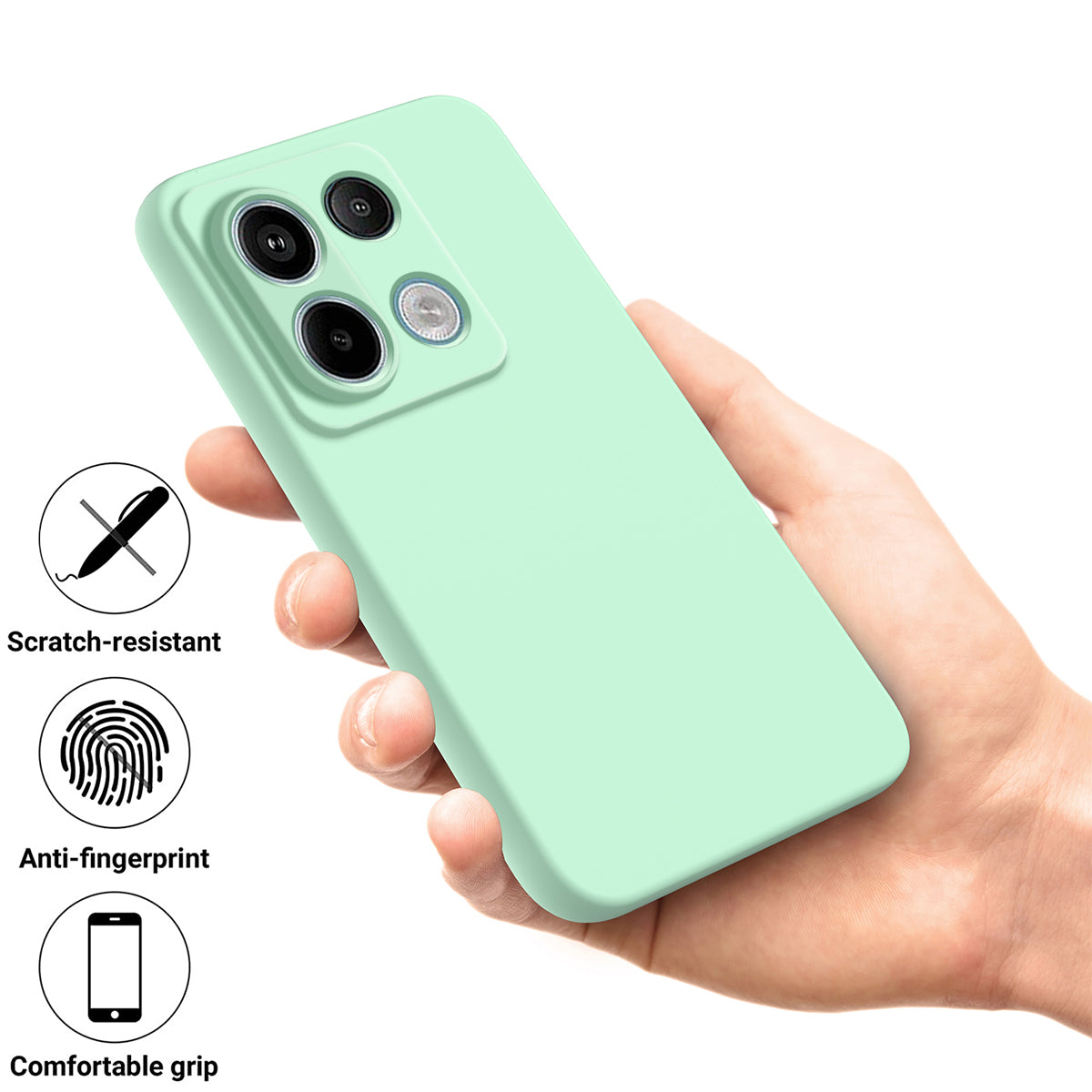 For Xiaomi Poco X6 5G / Redmi Note 13 Pro 5G Case with Strap Liquid Silicone Phone Back Cover - Green