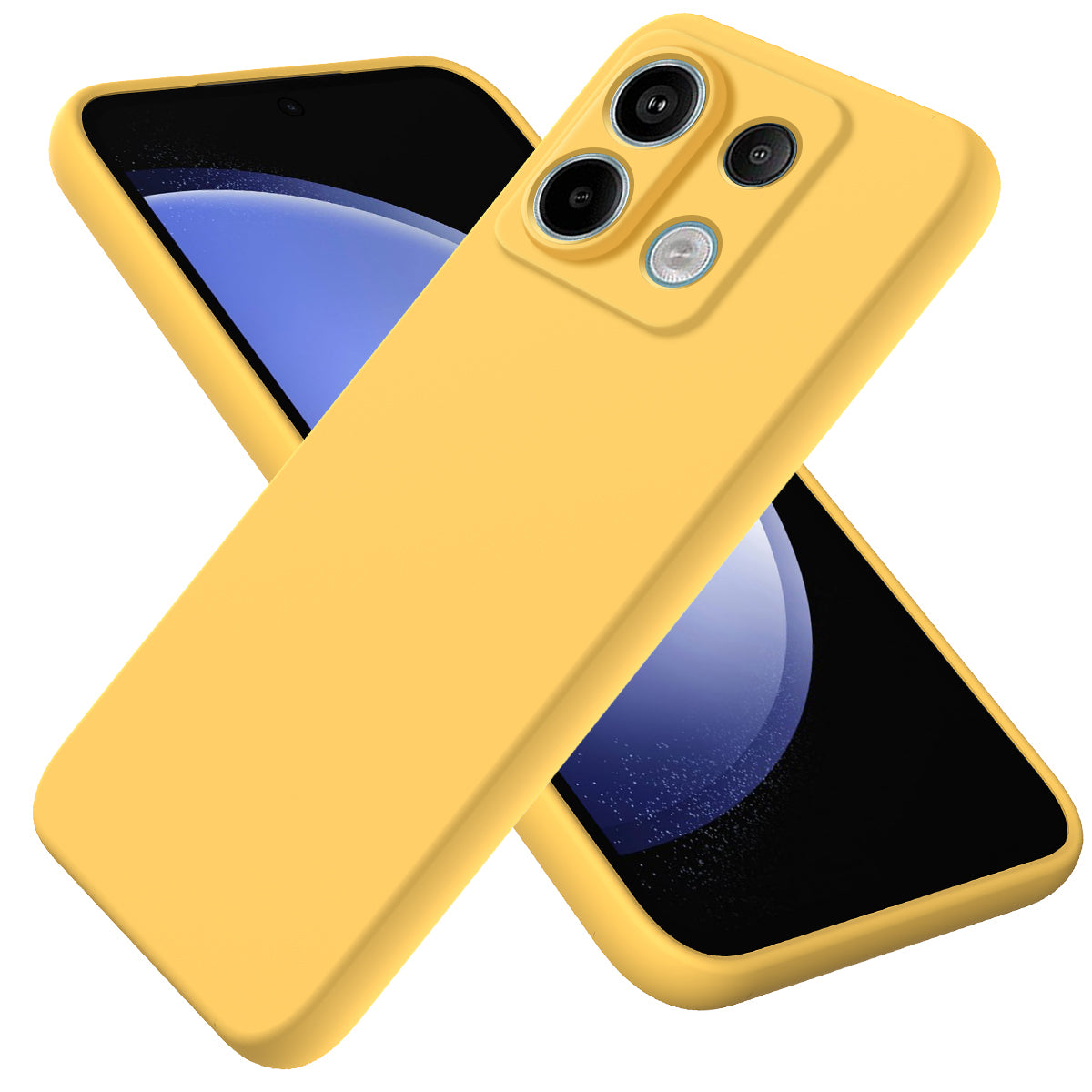 For Xiaomi Poco X6 5G / Redmi Note 13 Pro 5G Case with Strap Liquid Silicone Phone Back Cover - Yellow