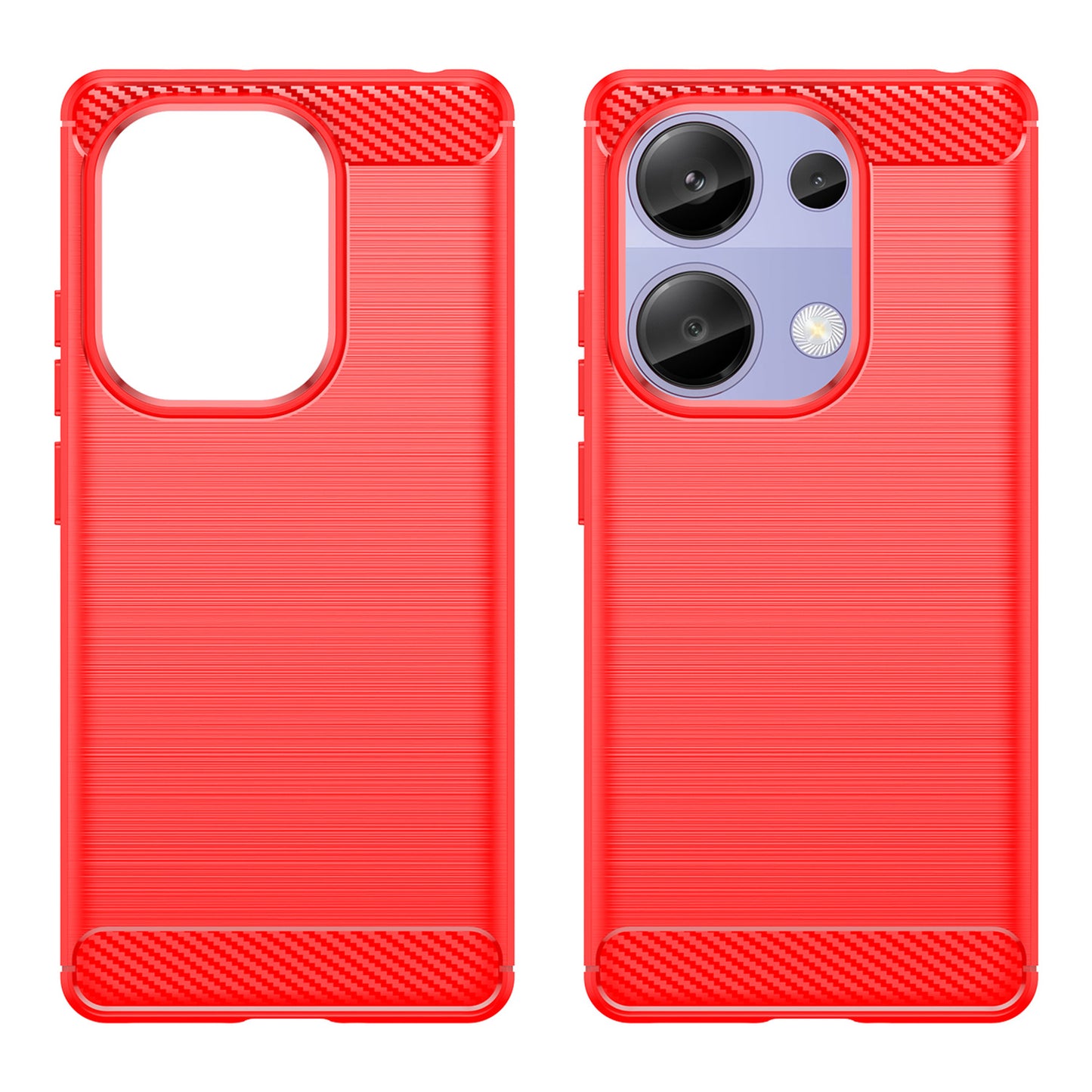 For Xiaomi Redmi Note 13 Pro 4G / Poco M6 Pro 4G Case Carbon Fiber Texture TPU Phone Cover - Red