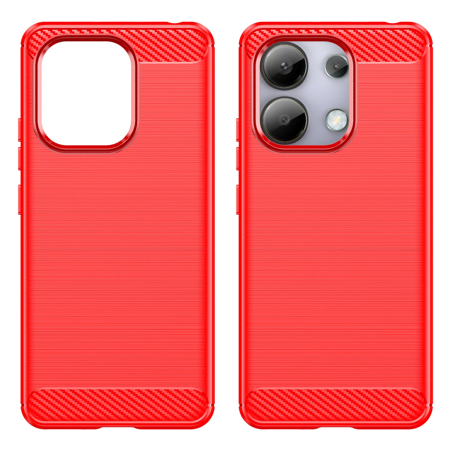 For Xiaomi Redmi Note 13 4G TPU Case Carbon Fiber Texture Mobile Phone Cover - Red