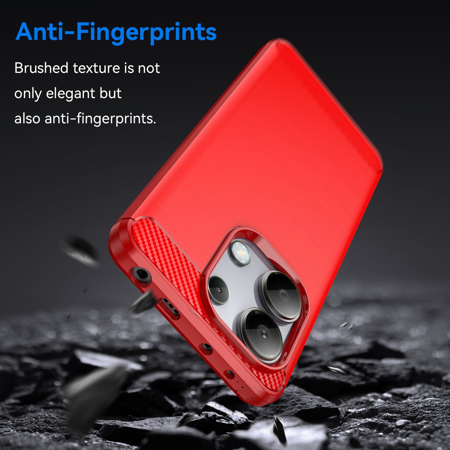 For Xiaomi Redmi Note 13 4G TPU Case Carbon Fiber Texture Mobile Phone Cover - Red