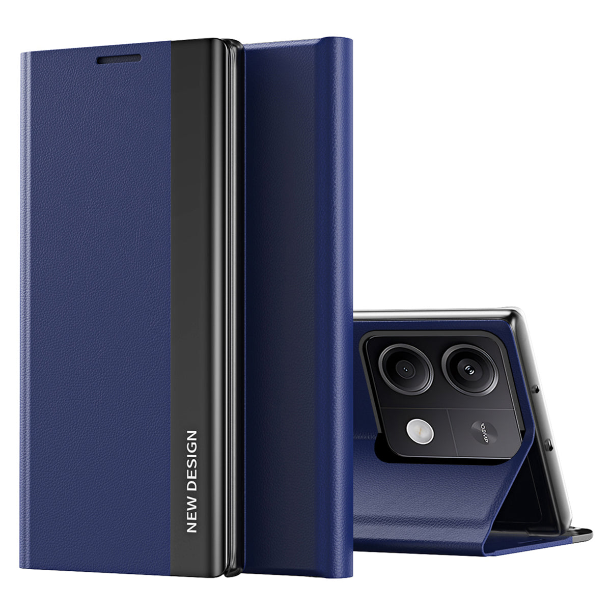For Xiaomi Redmi Note 13 Pro 5G / Poco X6 5G Stand Case Drop-proof PC+Leather Phone Guard Cover - Sapphire