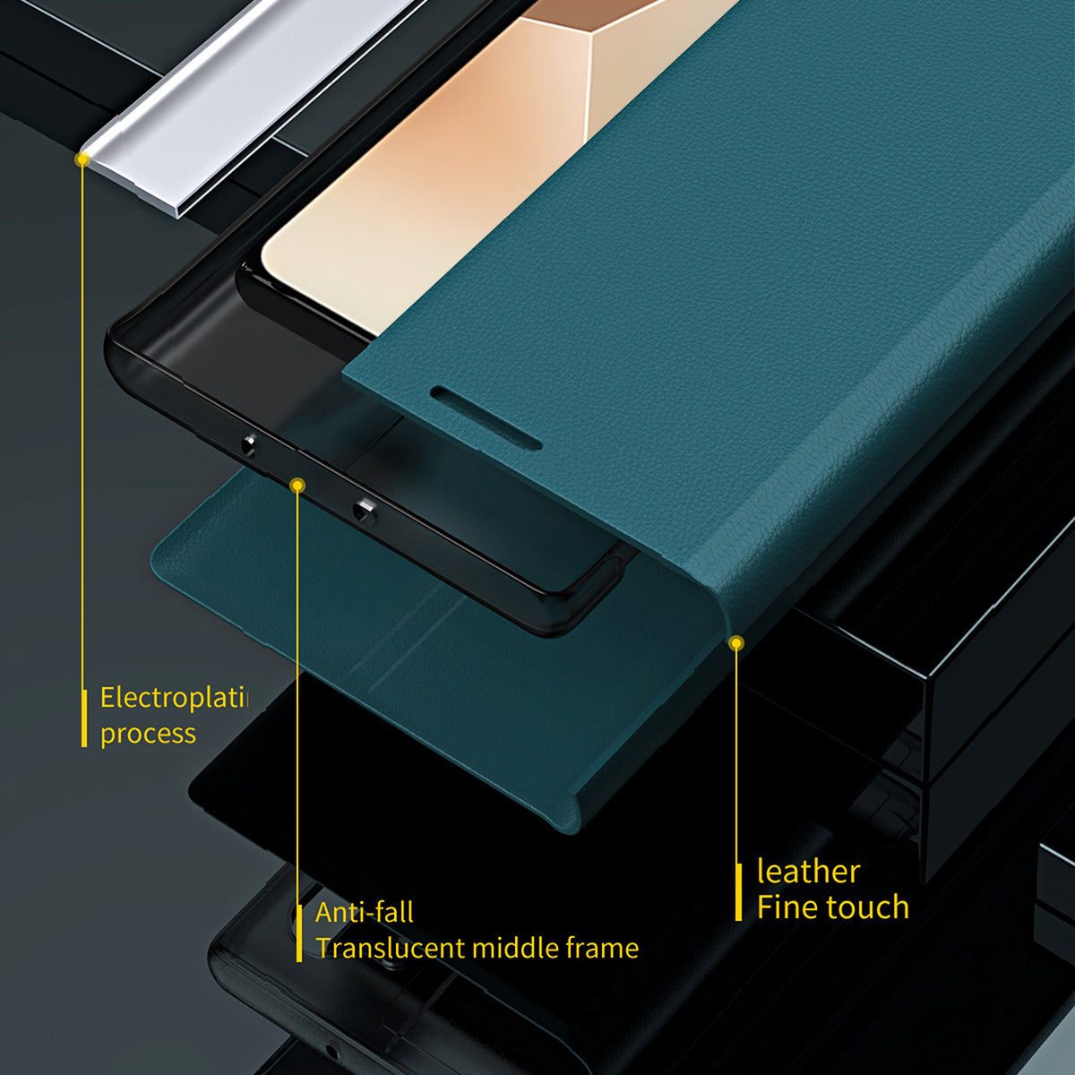 For Xiaomi Redmi Note 13 Pro 5G / Poco X6 5G Stand Case Drop-proof PC+Leather Phone Guard Cover - Sapphire