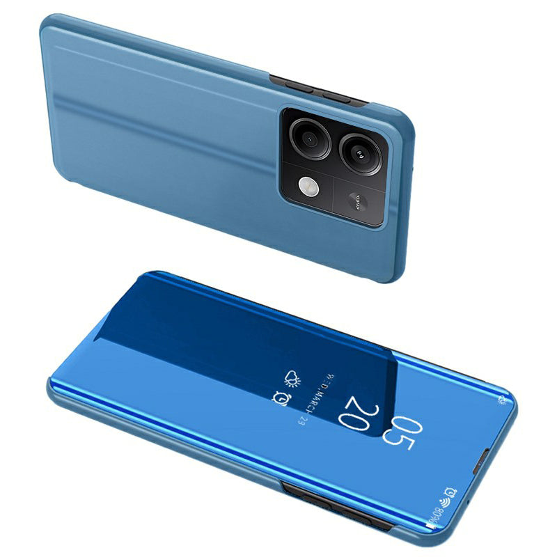 For Xiaomi Redmi Note 13 5G Stand Case View Window Electroplating Mobile Phone Cover - Blue