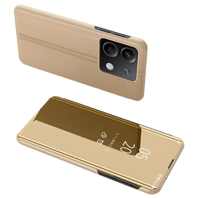 For Xiaomi Redmi Note 13 5G Stand Case View Window Electroplating Mobile Phone Cover - Gold