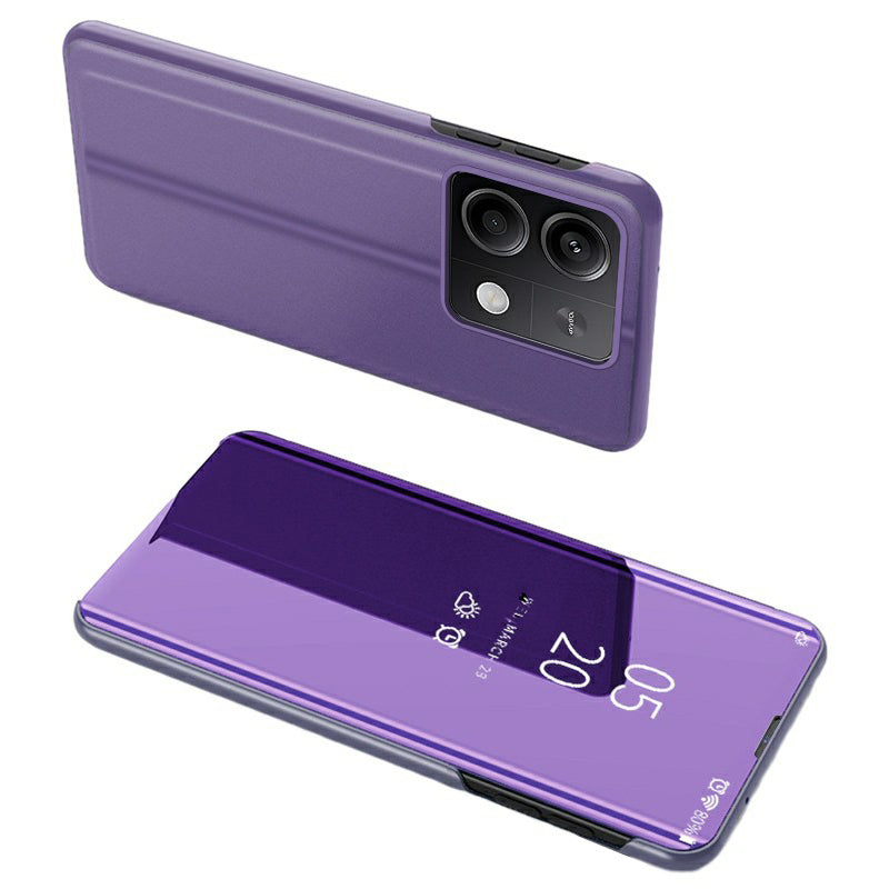 For Xiaomi Redmi Note 13 5G Stand Case View Window Electroplating Mobile Phone Cover - Purple / Blue