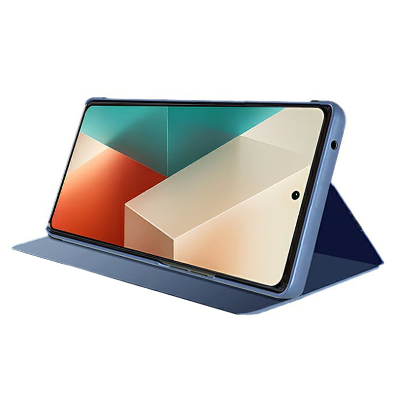 For Xiaomi Redmi Note 13 5G Stand Case View Window Electroplating Mobile Phone Cover - Purple / Blue