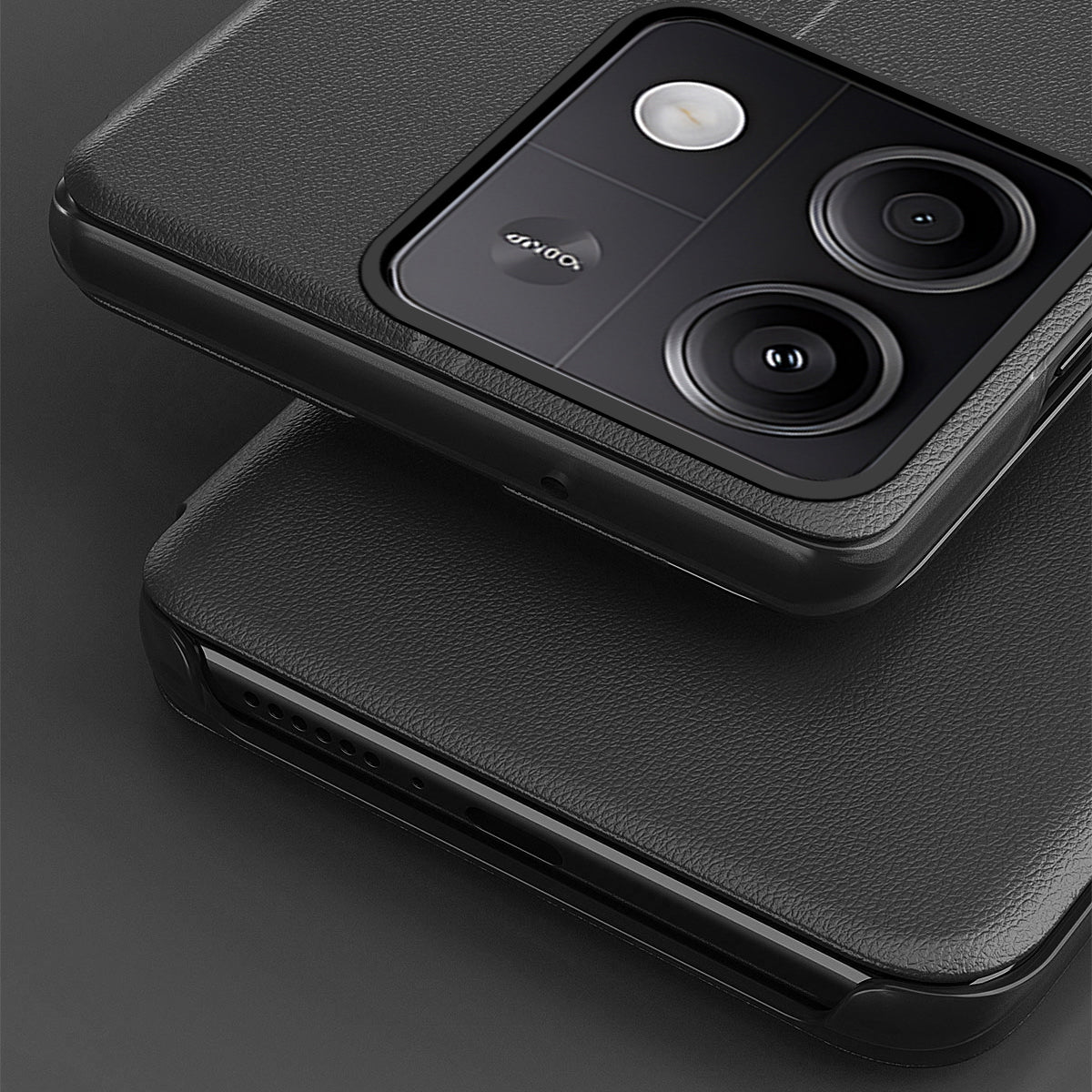 Phone Cover for Xiaomi Redmi Note 13 5G Shell Anti-fall View Window Stand Case - Black