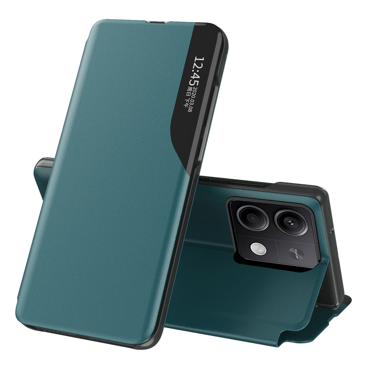 Phone Cover for Xiaomi Redmi Note 13 5G Shell Anti-fall View Window Stand Case - Green