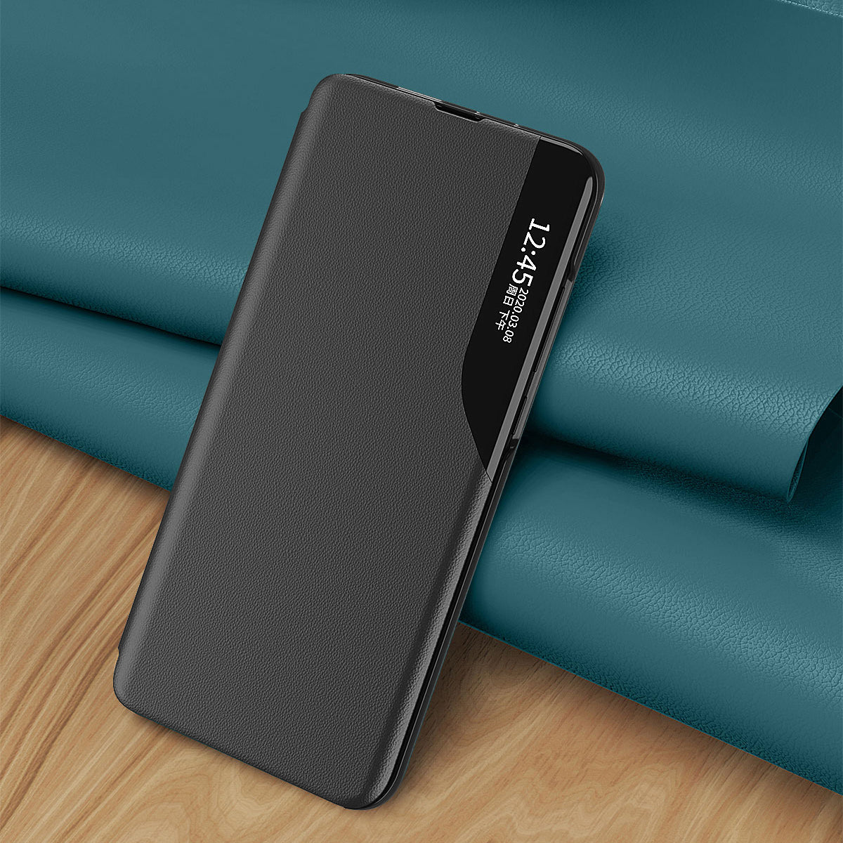 Phone Cover for Xiaomi Redmi Note 13 5G Shell Anti-fall View Window Stand Case - Sapphire