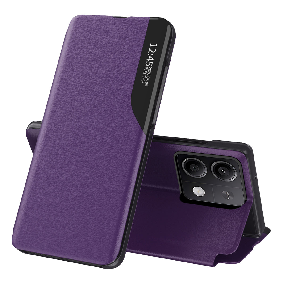 Phone Cover for Xiaomi Redmi Note 13 5G Shell Anti-fall View Window Stand Case - Purple