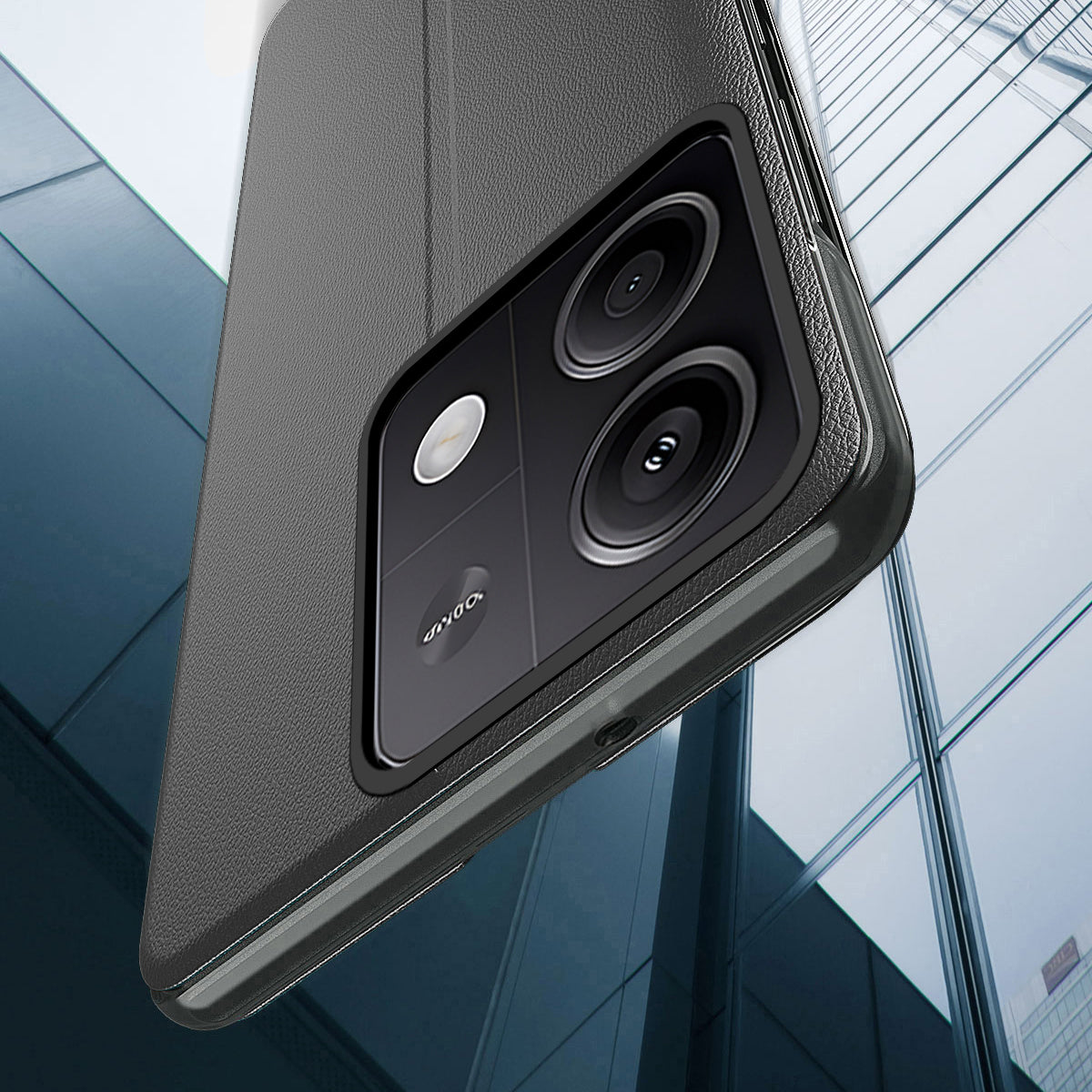 For Xiaomi Redmi Note 13 Pro 5G / Poco X6 5G Cover View Window Scratch-proof Phone Stand Case - Orange