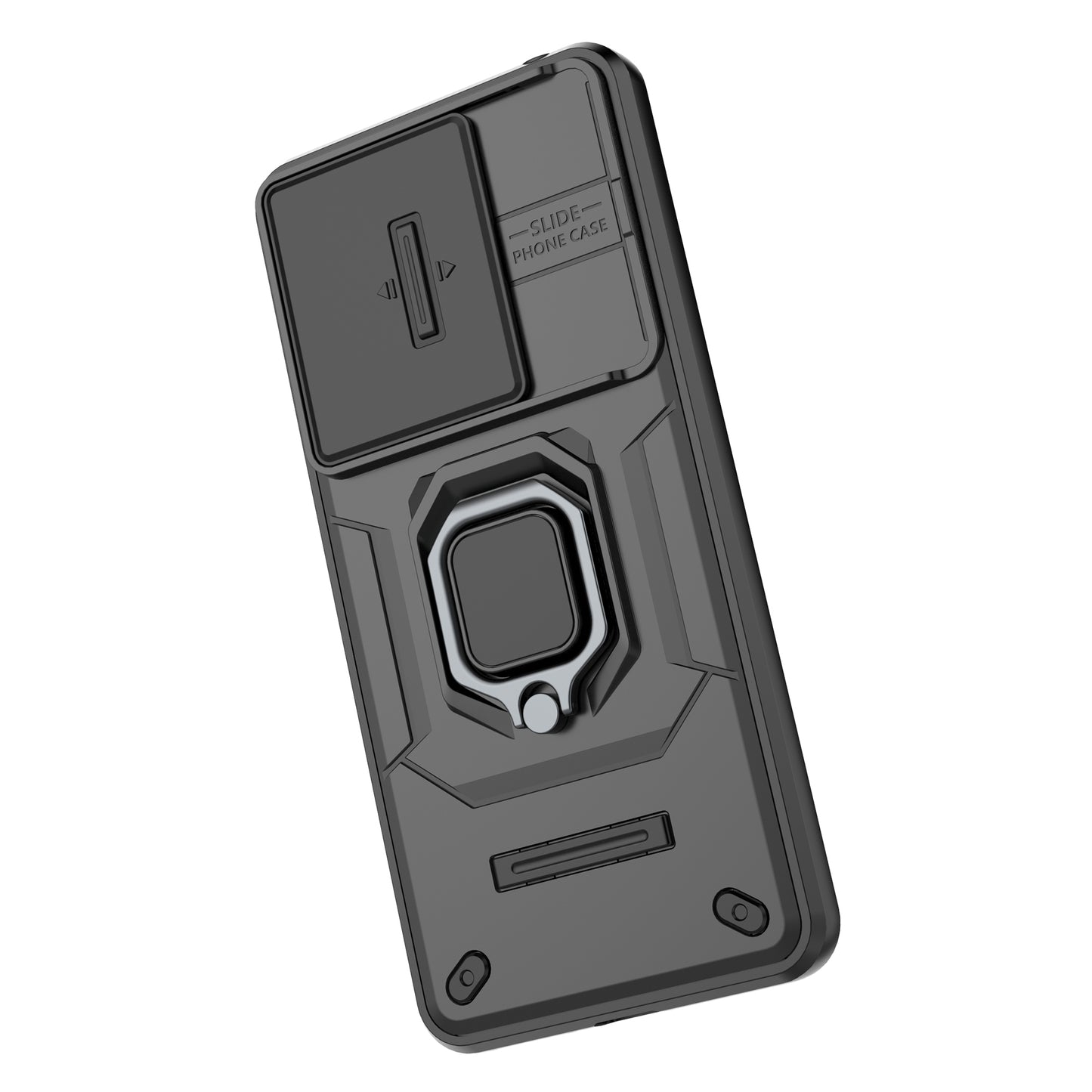 For Xiaomi Redmi Note 13 4G Case PC+TPU Slide Lens Lid Phone Cover - Black