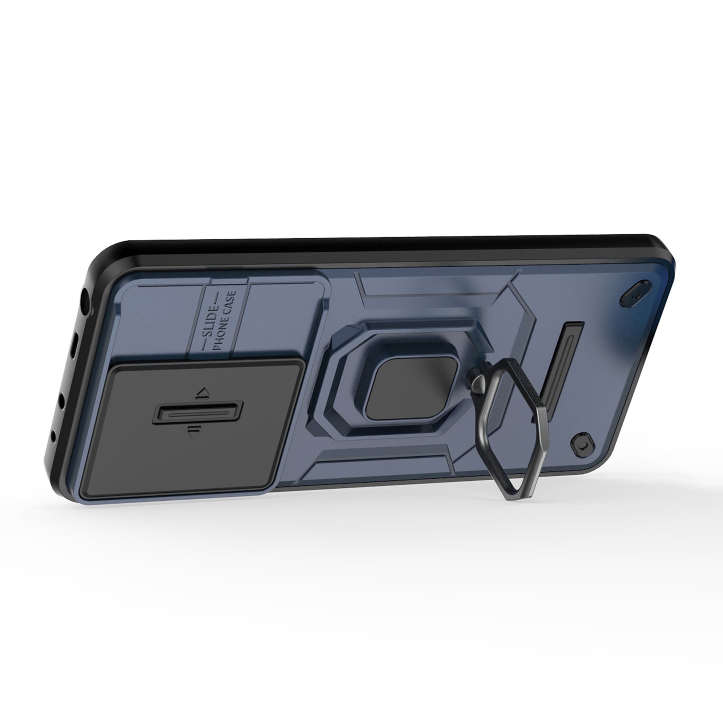 For Xiaomi Redmi Note 13 4G Case PC+TPU Slide Lens Lid Phone Cover - Blue