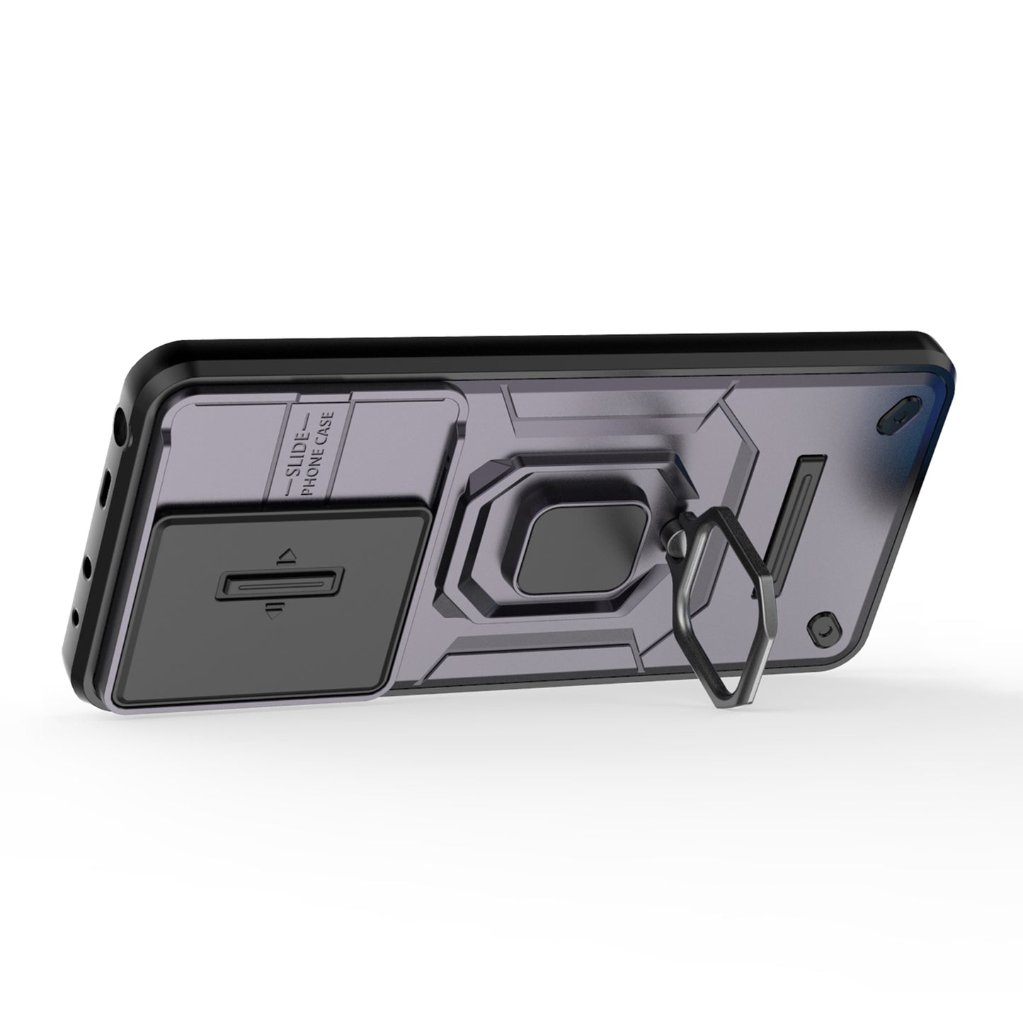 For Xiaomi Redmi Note 13 4G Case PC+TPU Slide Lens Lid Phone Cover - Purple