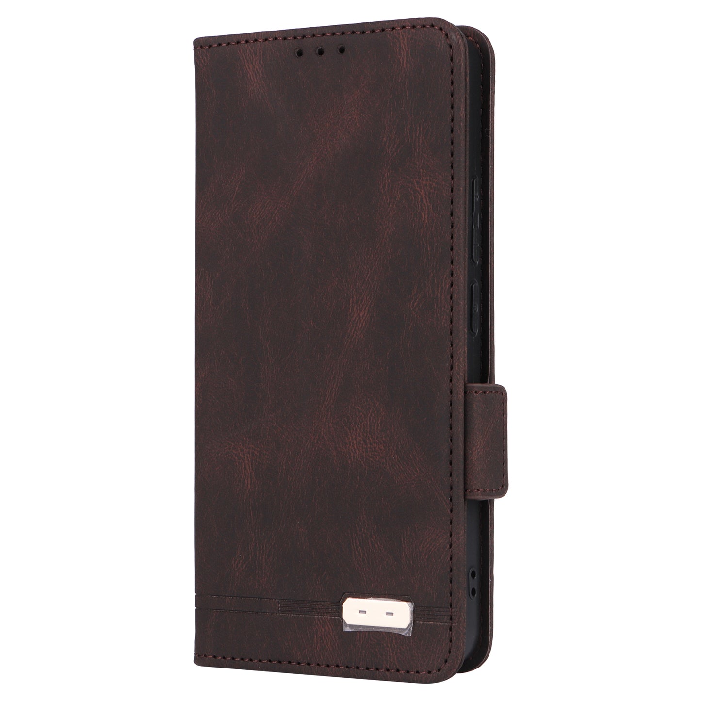 For Xiaomi Redmi Note 13 4G Case Leather Wallet Cover Hardware Decor - Coffee